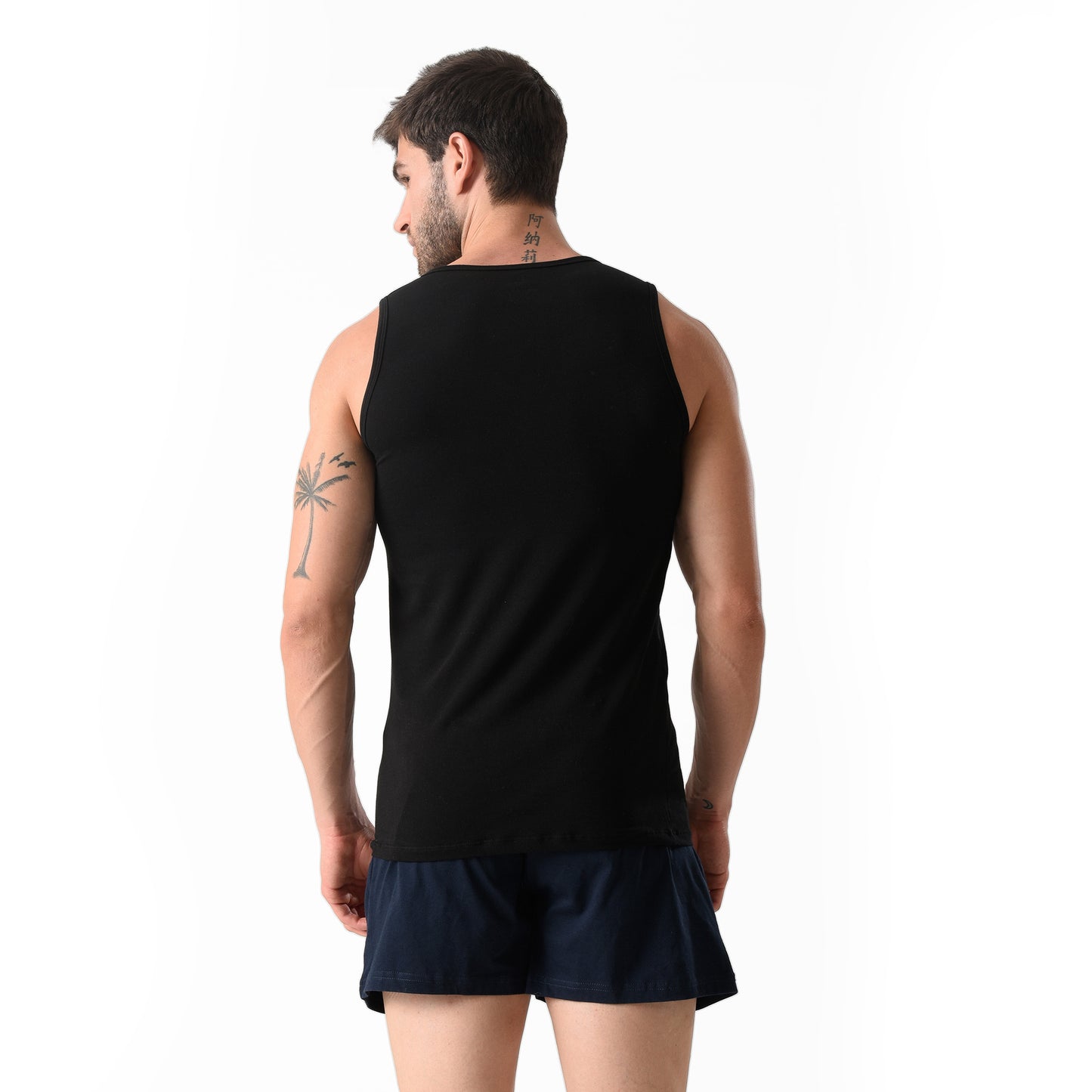 Black Crew Neck Tank Top Slim Fit