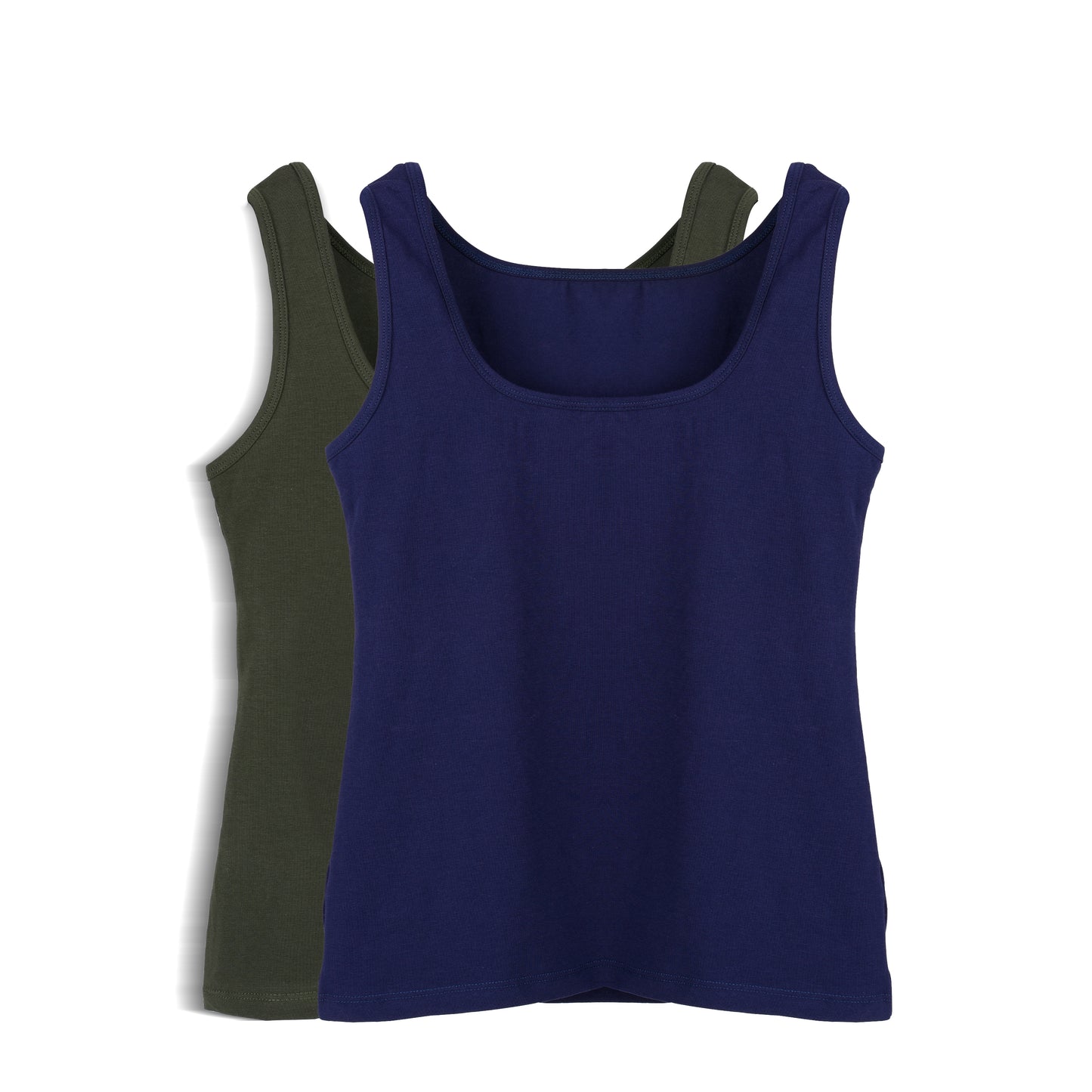 Sleeveless Square Neck Top 2-Pack (Navy/Olive)