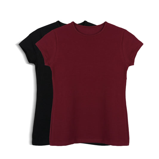 2-Pack Cap-sleeved Top (Black/Burgundy)