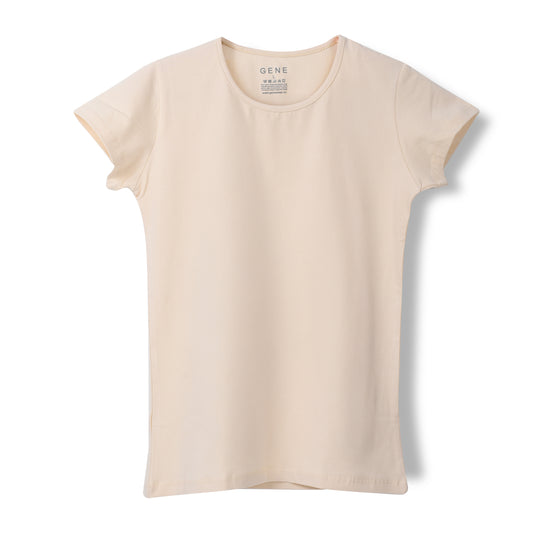 Beige Short Sleeve Cotton Top