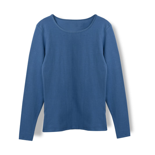 Indigo Blue Long Sleeve Cotton Top