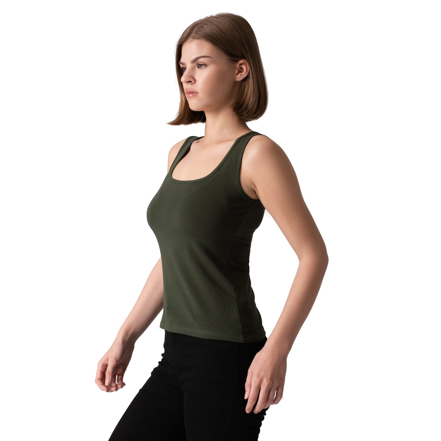 Sleeveless Square Neck Top 2-Pack (Navy/Olive)