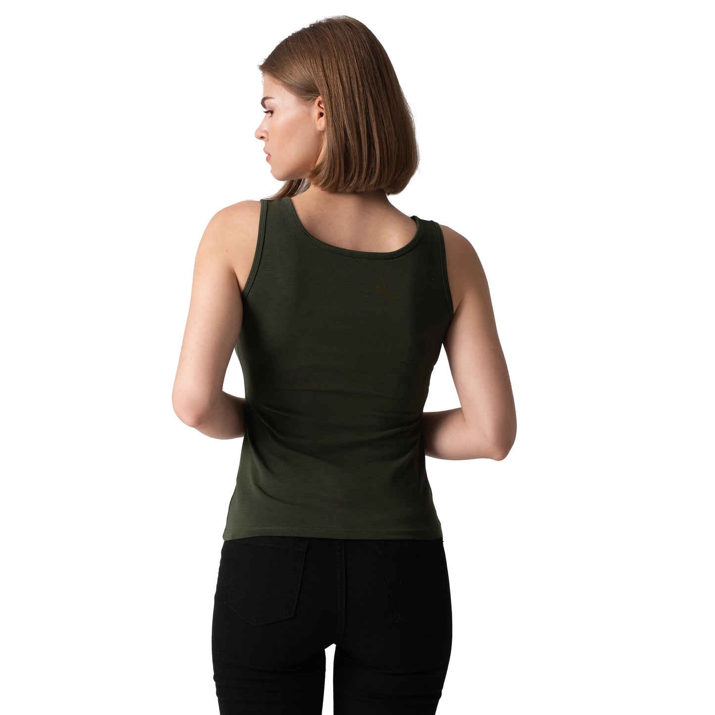 Sleeveless Square Neck Top 2-Pack (Navy/Olive)