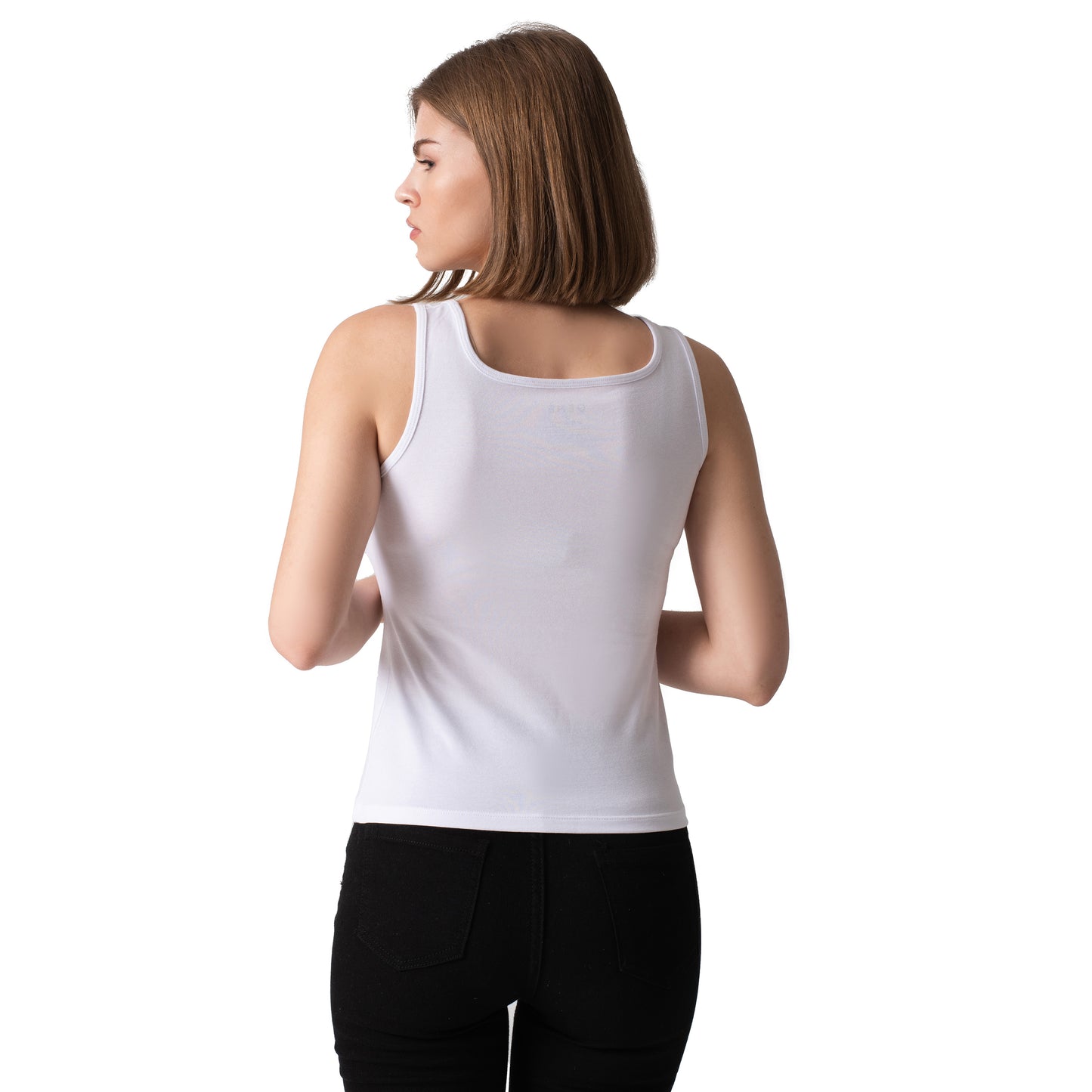 White Sleeveless Square Neck Top