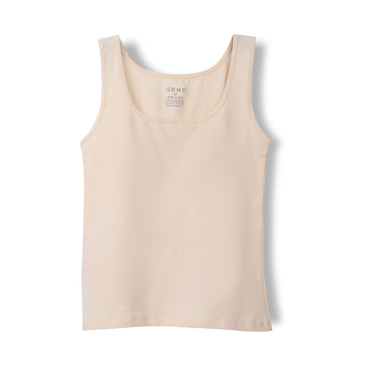 Beige Sleeveless Square Neck Top