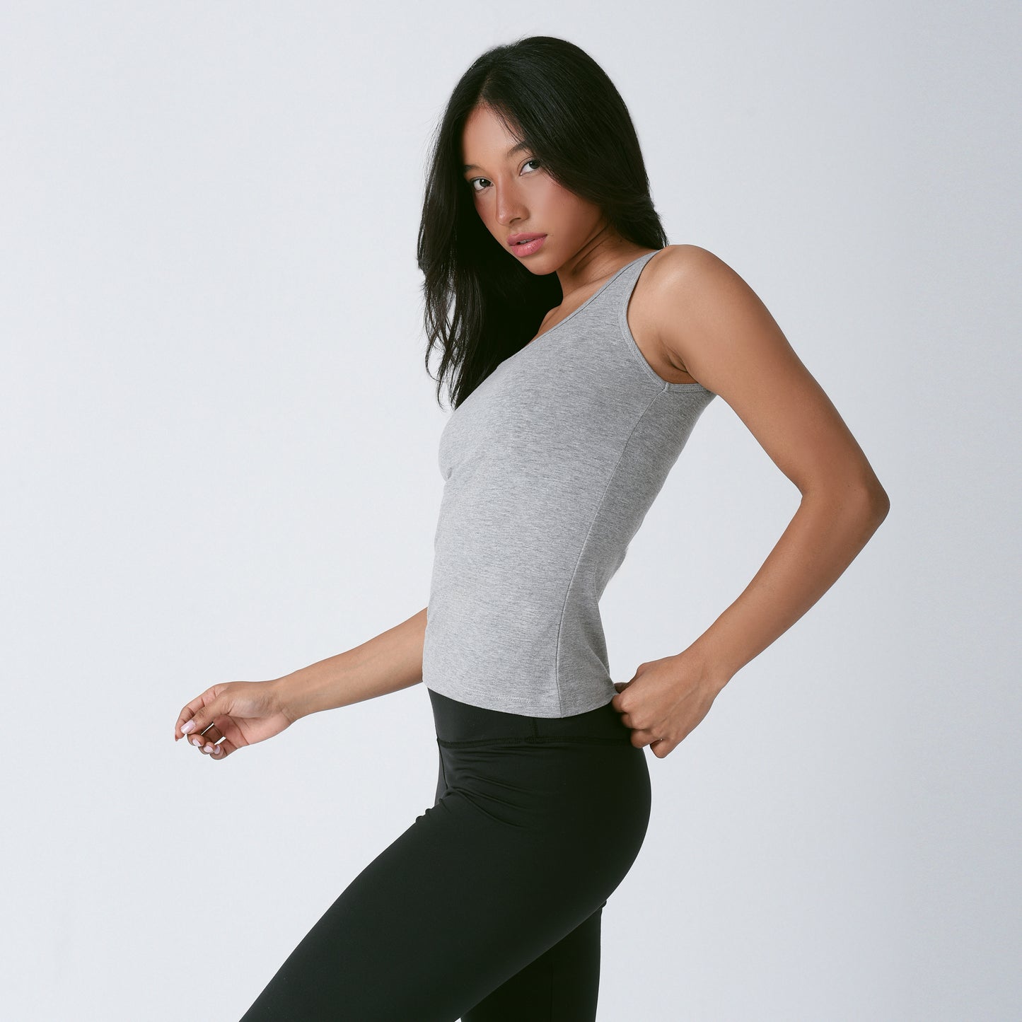 Grey Sleeveless Square Neck Top