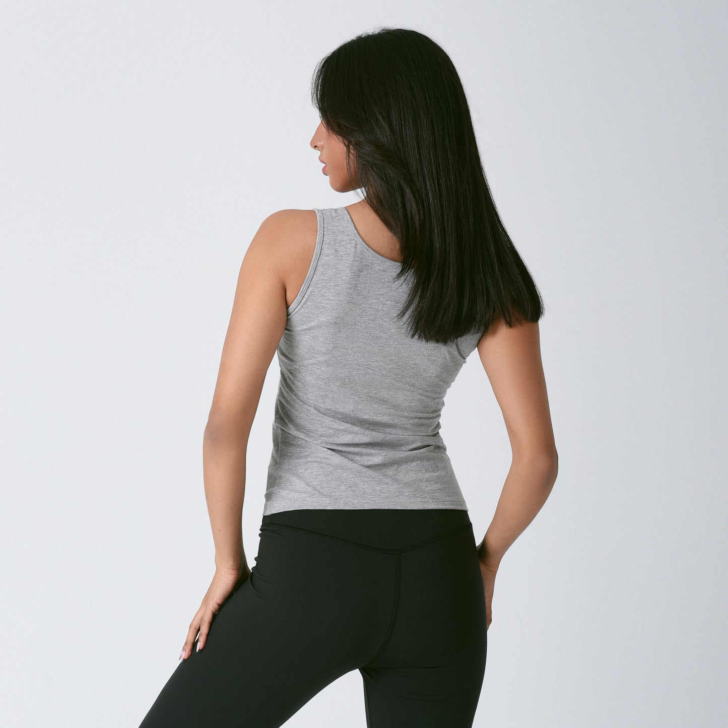 Grey Sleeveless Square Neck Top