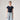 Navy Short Sleeve Polyamide Top