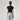 Navy Short Sleeve Polyamide Top