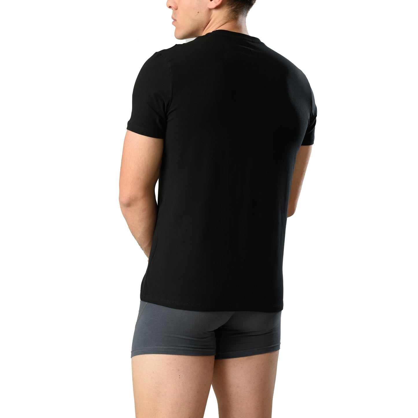 2-Pack Black Undershirt Slim Fit Cotton Stretch
